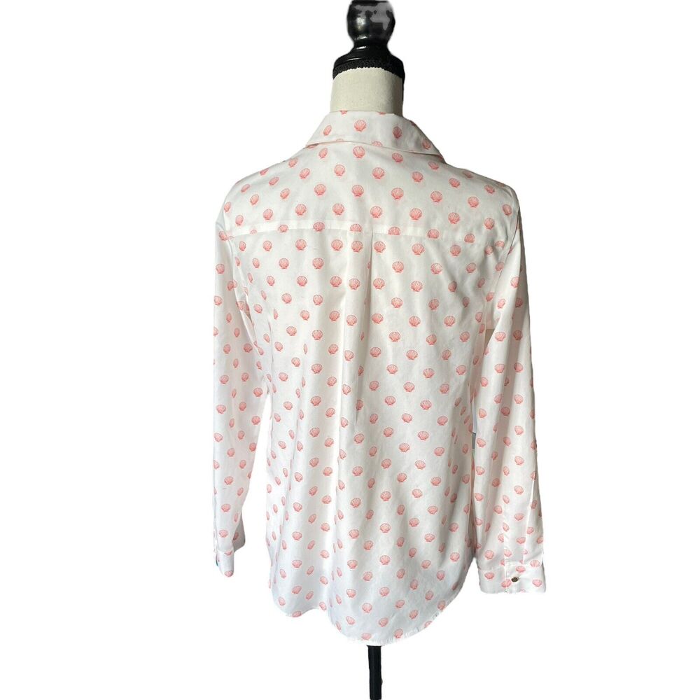 Chico’s Elaine Chow Mitch wife White Pink Seashell Blouse Sz 0 4 - Picture 9 of 12